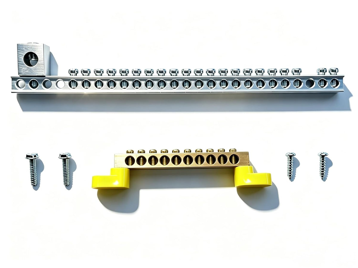 21-Position Ground Bar Kit, Compatible with Siemens, Eaton BR and CH Series Load Centers, Includes Ground Lug