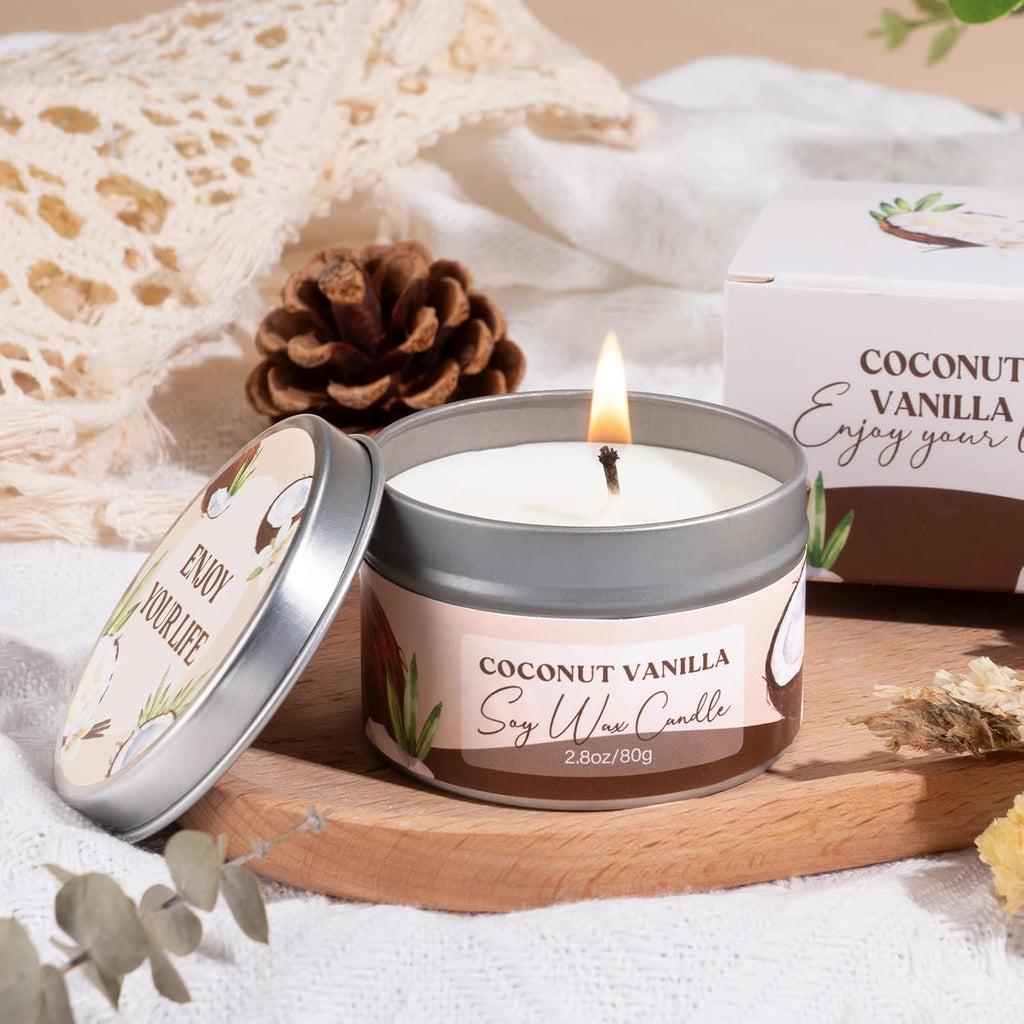 Spa Gift Baskets for Women, Vanilla Coconut Bath and Body Gifts Set for Women, Home Spa Self Care Gift, Relaxing Bath