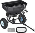 Tow Behind Broadcast Spreader, 130LBS Capacity, Tow/Push Garden Spreader with 13 in Tires, 30 Adjustable Setting &