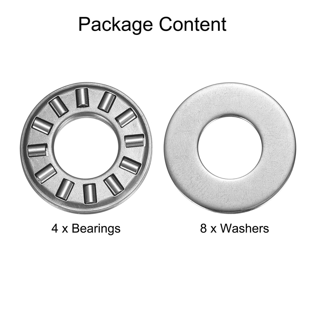 uxcell NTA613+2TRA Needle Roller Thrust Bearings with Washers, 10mm Bore