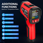 Infrared Thermometer Laser Temperature Gun, Adjustable Emissivity, 1202℉