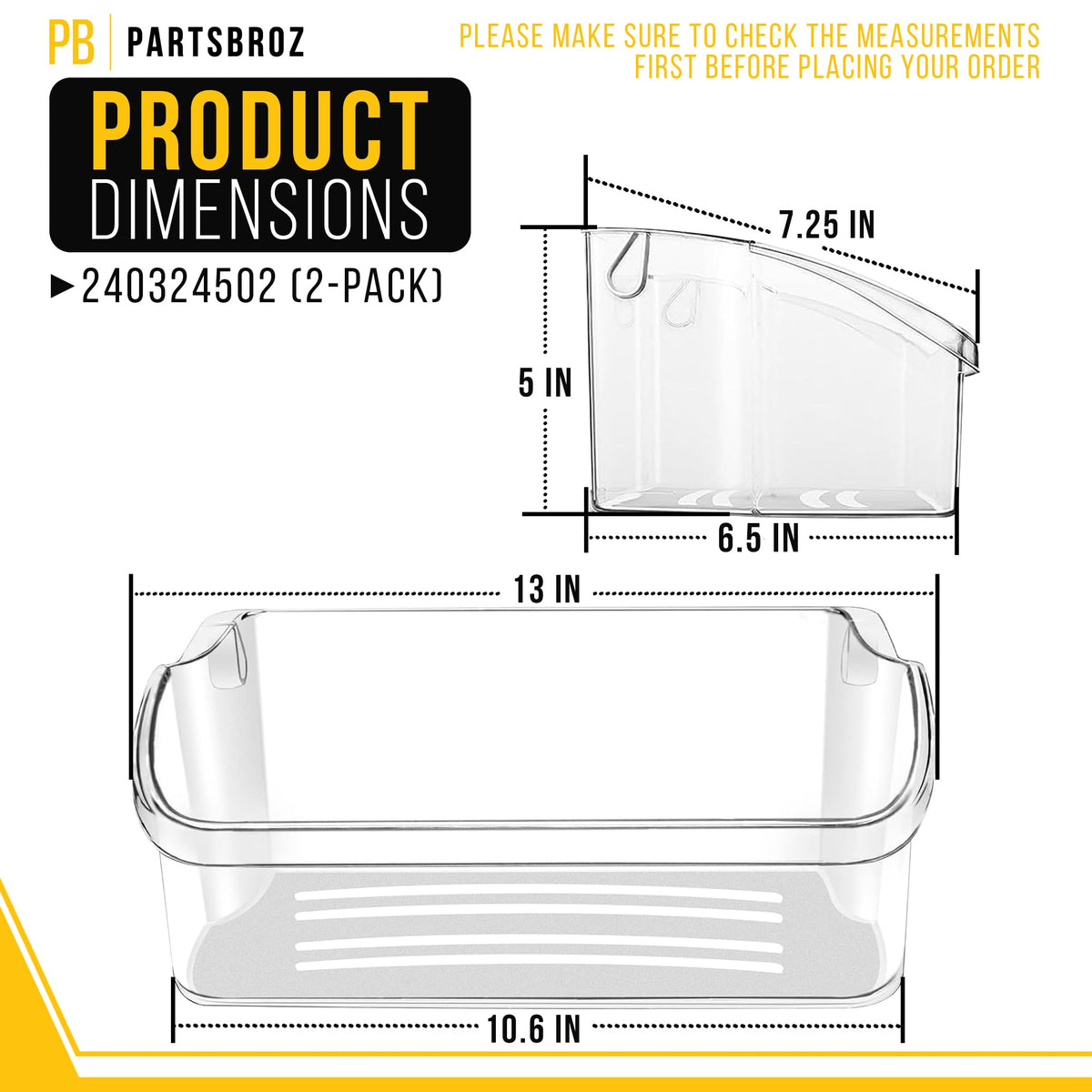 Refrigerator Door Shelf Bin for Frigidaire GLHS35EHB1 (2-Pack)
