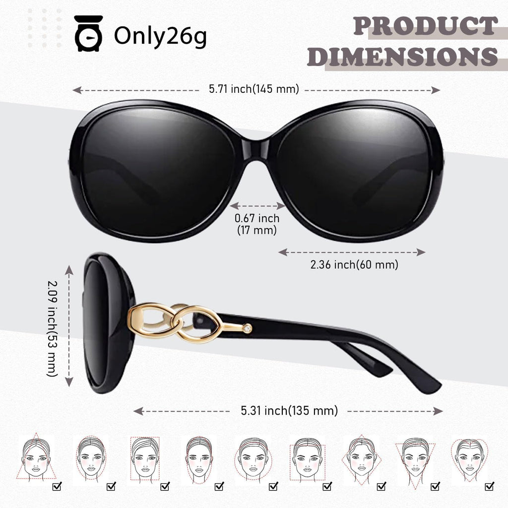 Sunglasses Womens Polarized, Trendy Oversized Big UV400 Sun Glasses | Anti Glare,Vintage Butterfly Design,Lightweight