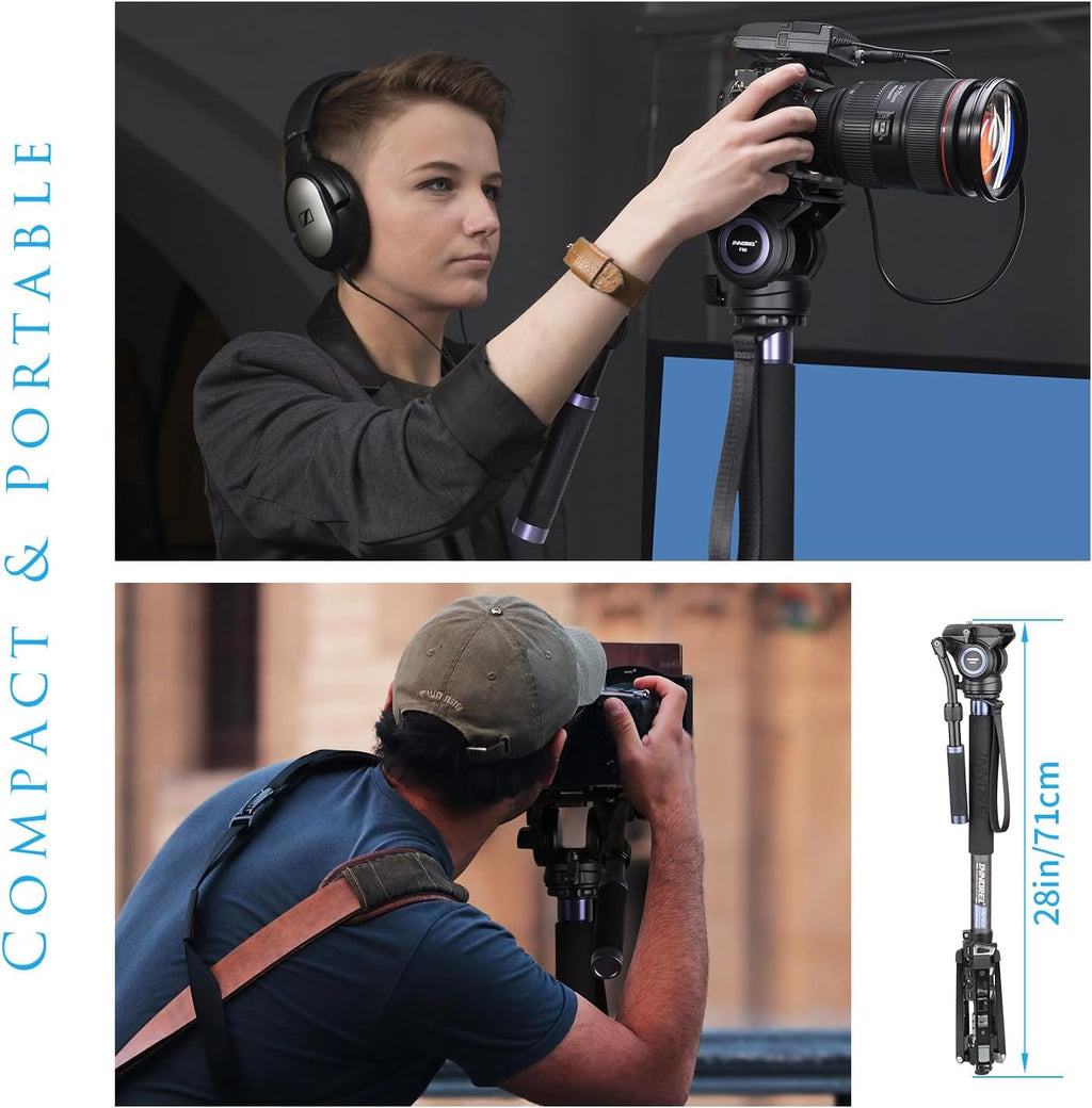 Carbon Fiber Video Monopod Kit-VM70CK Professional Hydraulic Fluid Head Monopod Removeable Multifunctional Travel