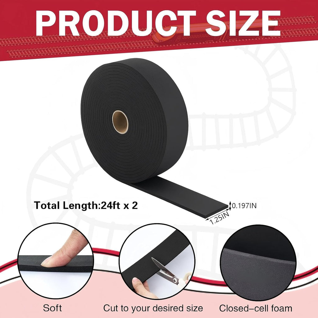 2 Roll N Scale Track 24ft Model Train Foam Roadbed Shock Absorption | Eva Roadbed Base for O N Ho Scale Track