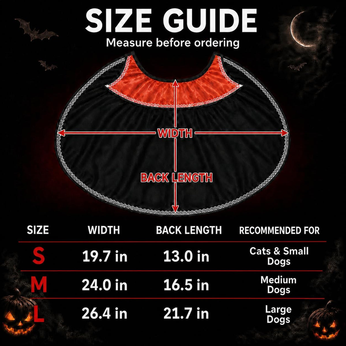 Halloween Dog Vampire Costume, Dog Halloween Costumes for Large Dogs, Dracula Dog Costume with Stand-Up Collar, Red