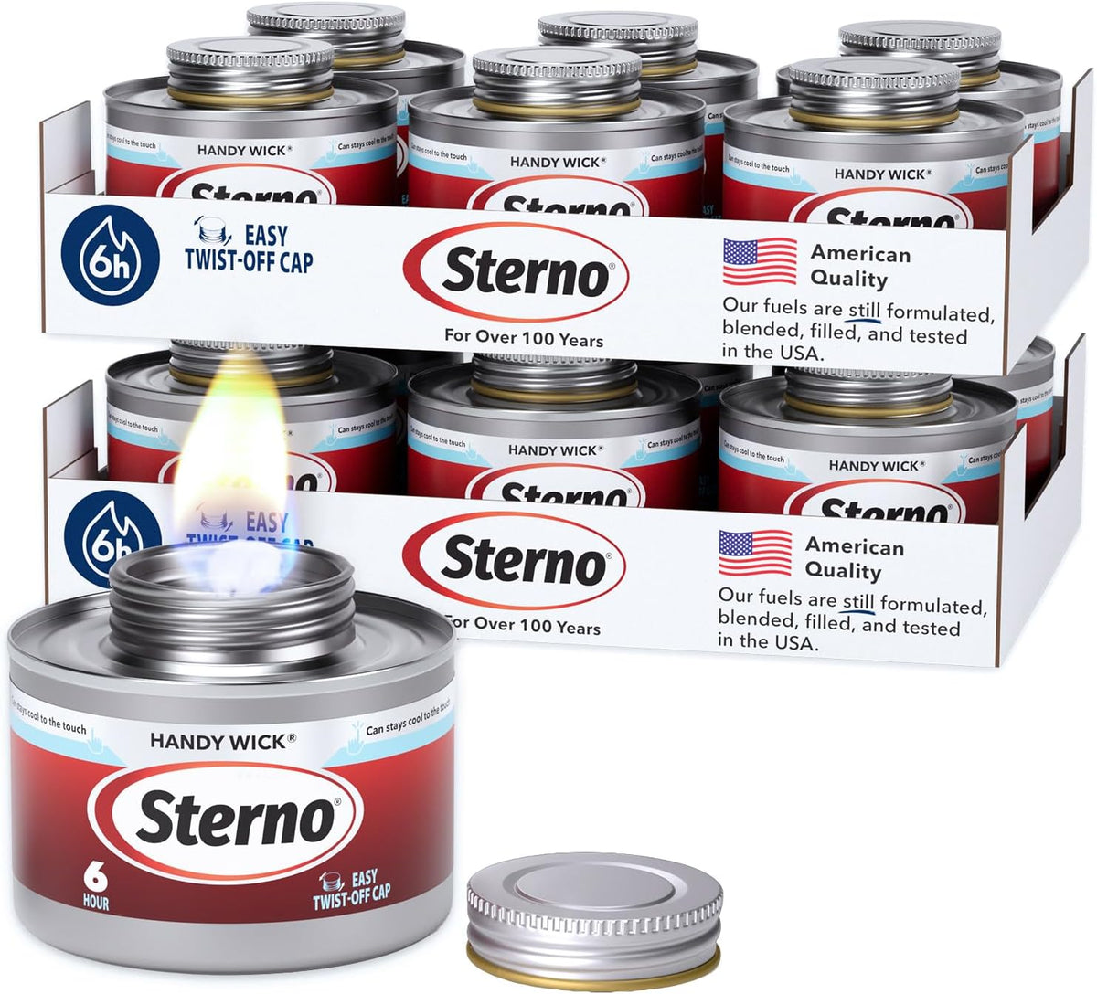 Handy Wick Twist Top Chafing Fuel, 6-Hour Burn, 12 Pack