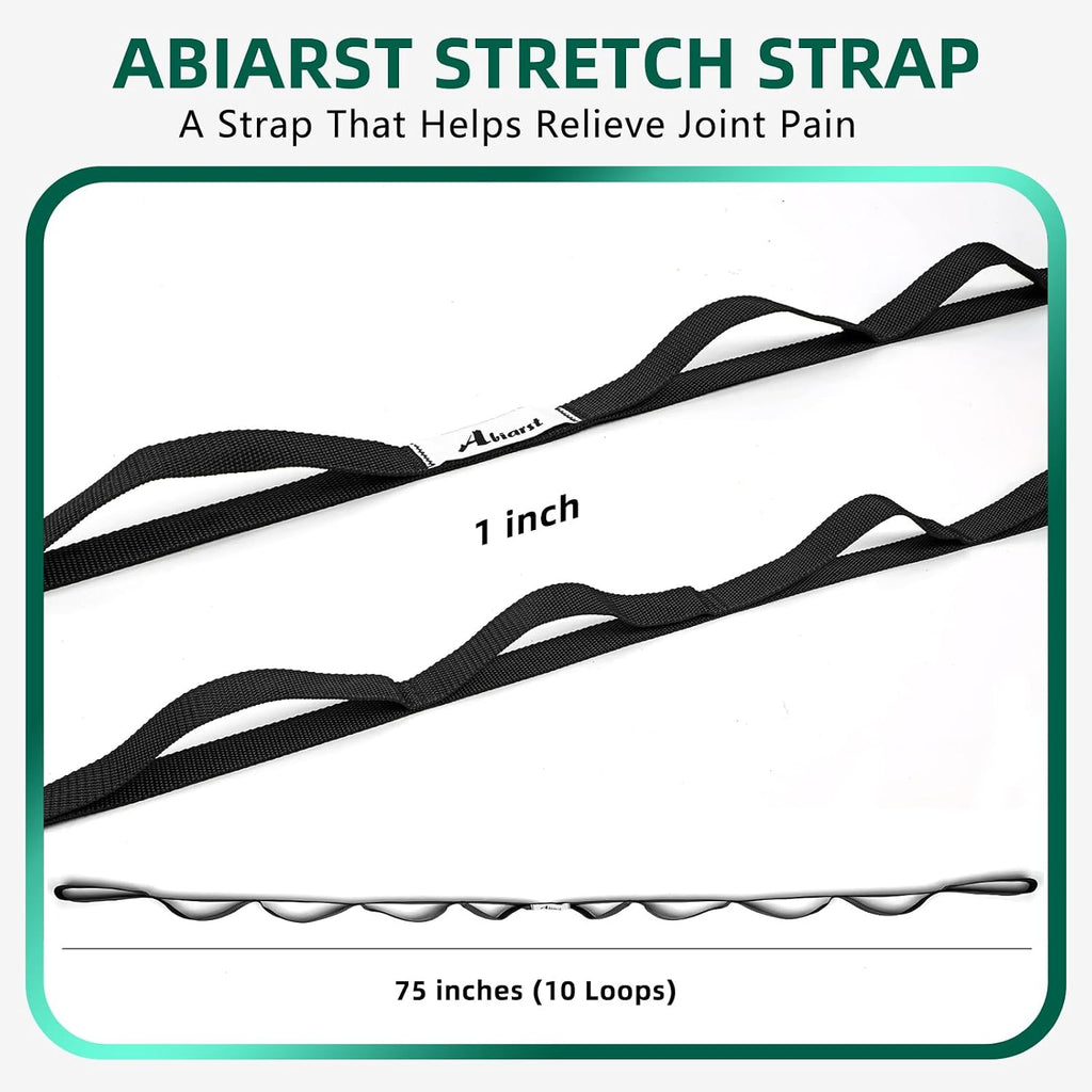Stretching Strap Yoga Straps for Physical Therapy, 10 Loops Non-Elastic Stretch Band for Pilates, Flexibility