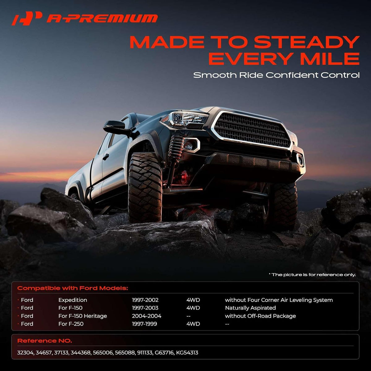 A-Premium Front Shock Absorbers, Set of 2 - Compatible with Ford