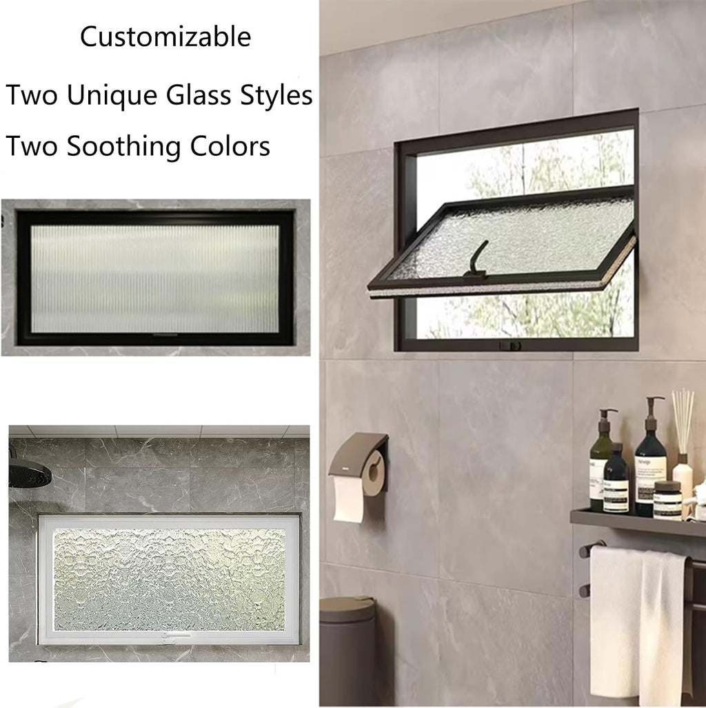 Aluminum Alloy Frame Hopper Window,Bathroom Window, 360Rotation Energy Efficient Replacement Window for Garage