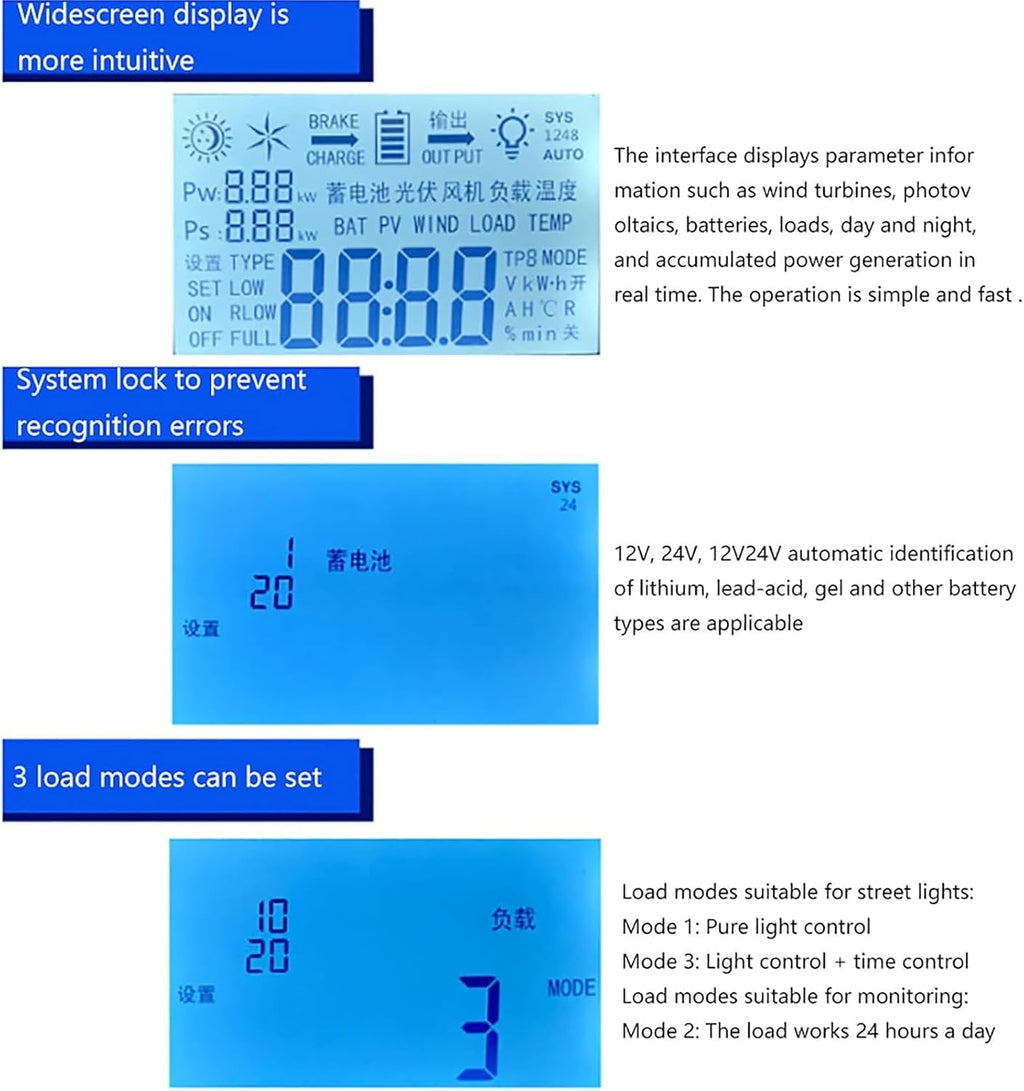 Off Grid with Unloader Hybrid Wind Solar Controller Auto 12V/24V/48V Battery Mppt Charge Boost Float of Max Wind