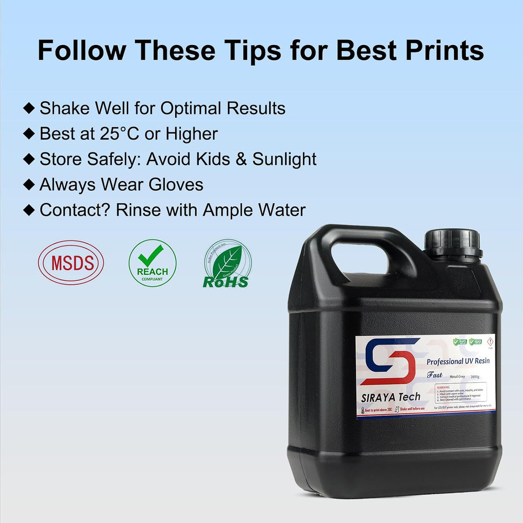 Fast ABS-Like 3D Printer Resin, Non-Brittle, Metal Grey, 2kg | Easy to Print, Non-Brittle, High Precision, Rapid