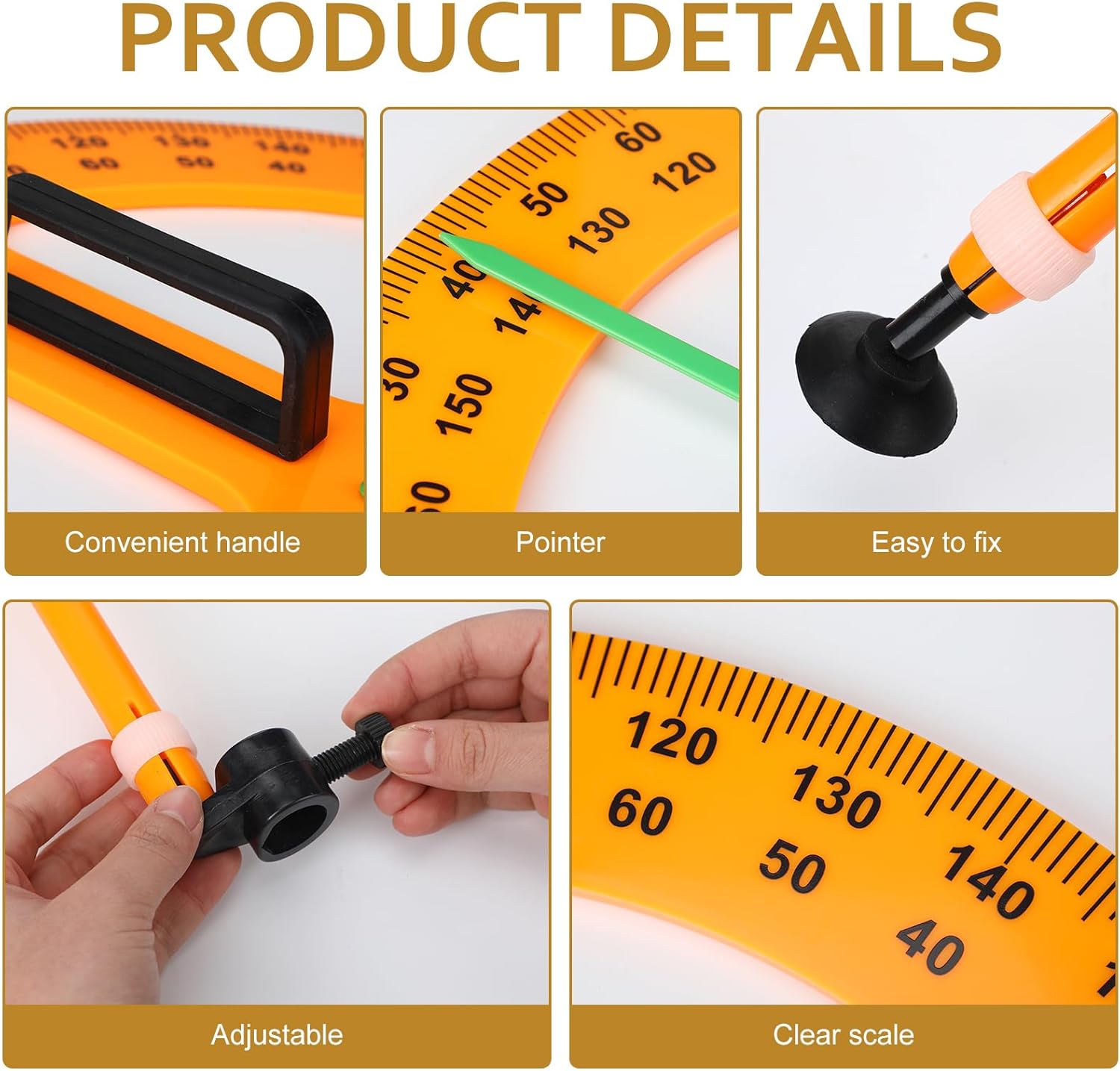 1 Set Large Mathematics Teaching Kit Including 1 Pcs Jumbo Teaching Ruler 1 Pcs Large Protractor 1 Pcs Geometry