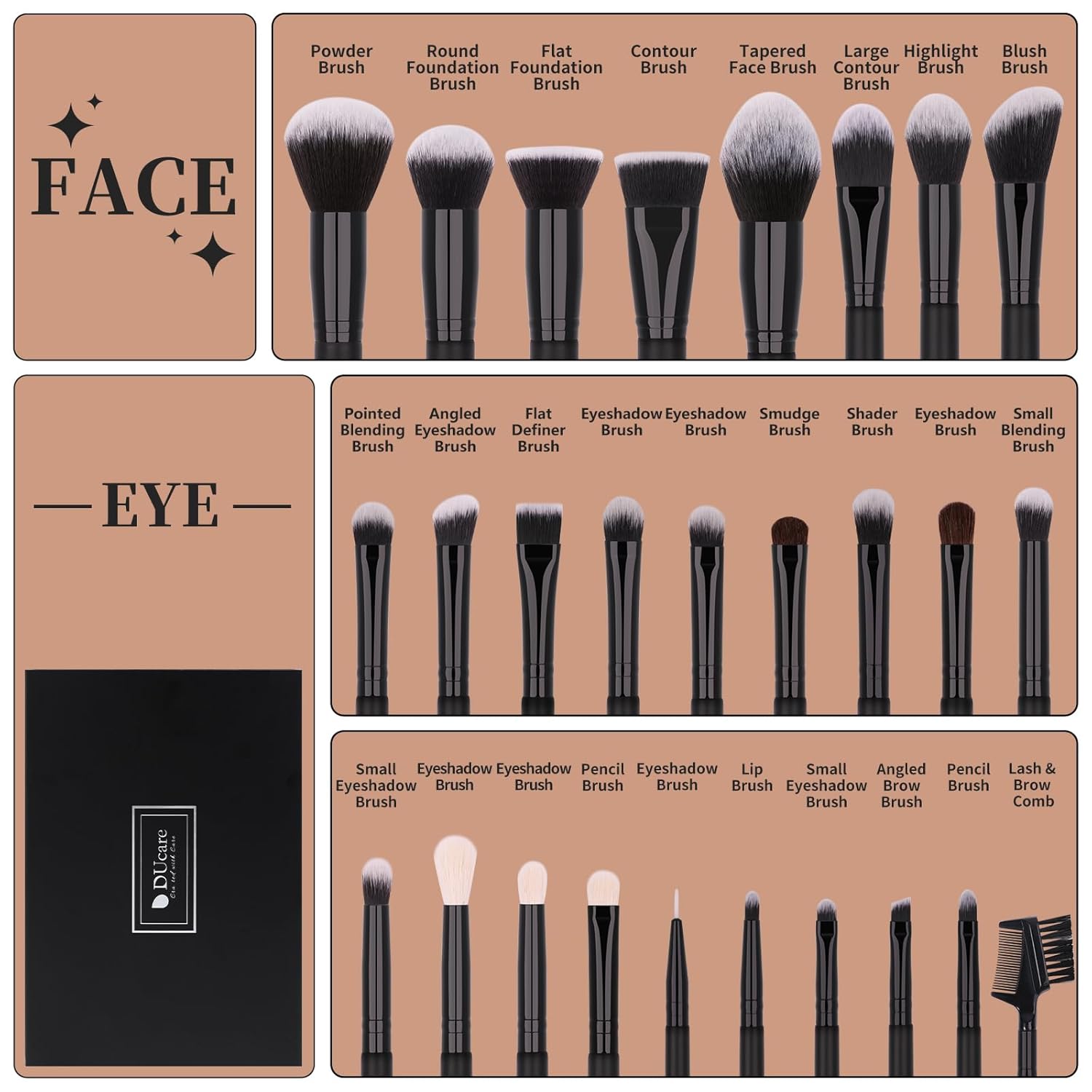 Professional Makeup Brushes Set 27Pcs Makeup Brush Set Premium Synthetic Kabuki Foundation Blending Face Powder Blush