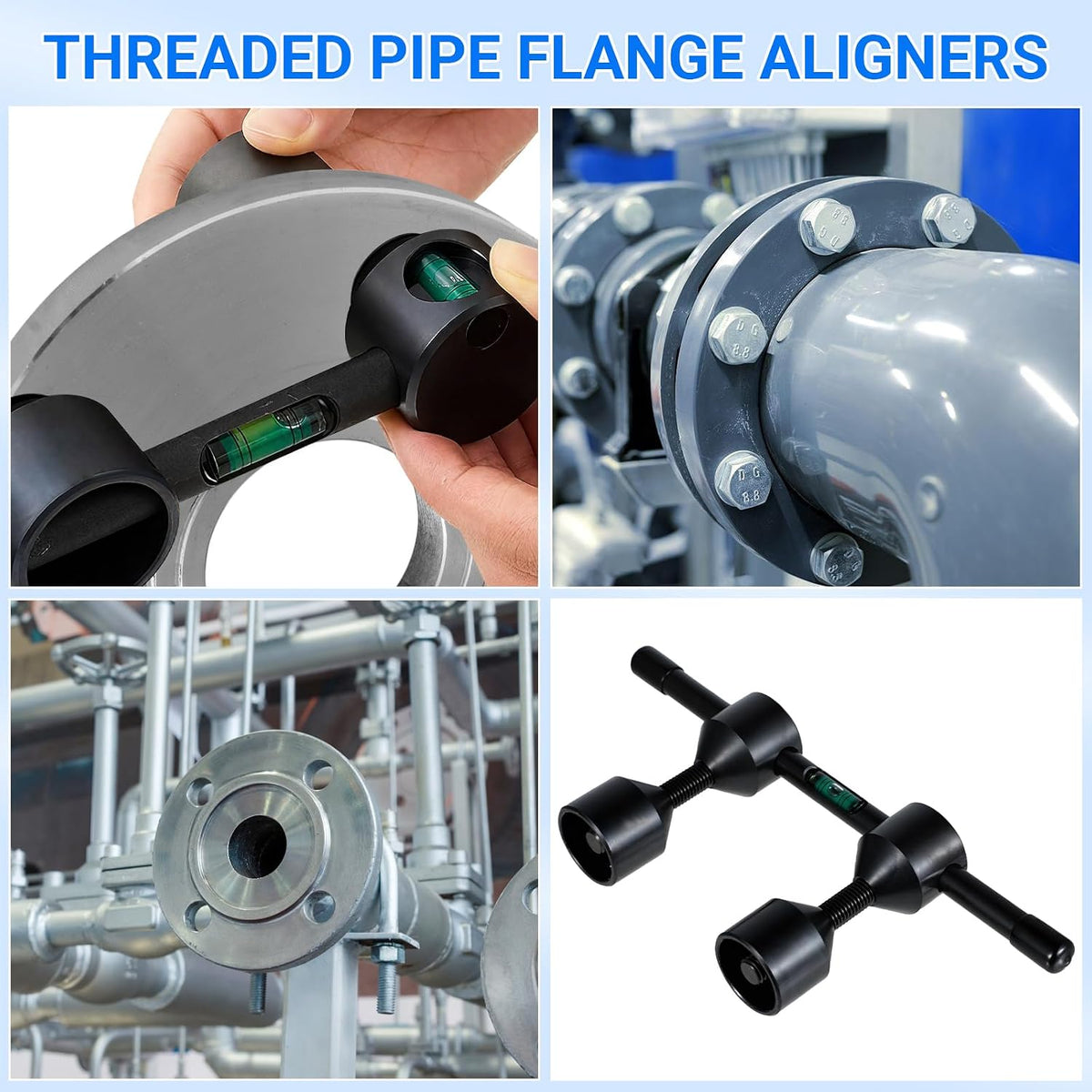 Flange Aligner Will Fit Flanges with Holes From 1/2” to 1-7/16” Diameter Threaded Pipe Flange Leveler