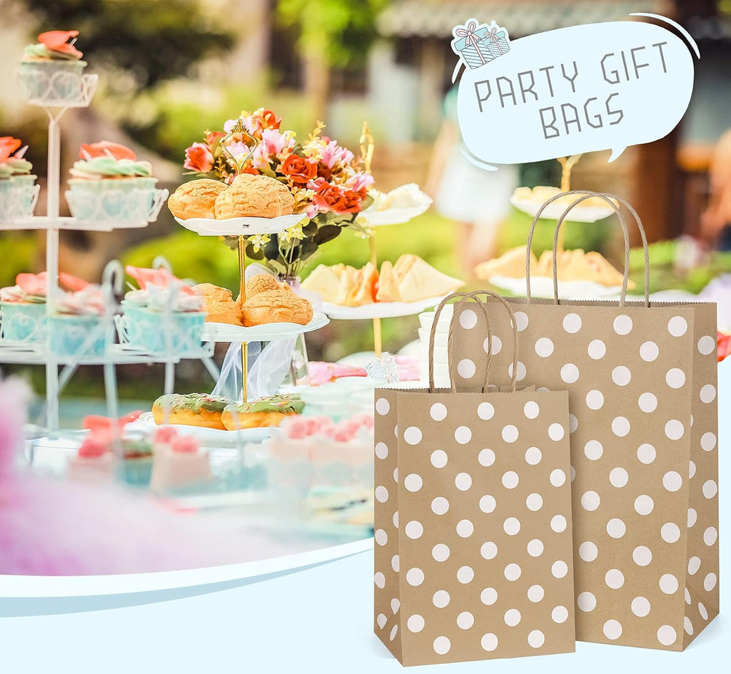 Small Gift Bags with Handles 5.25x3x8 Inch Brown 25 Pack