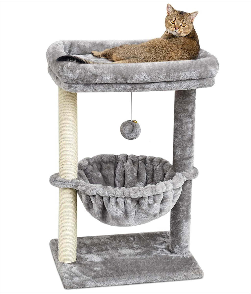 Small Cat Tree for Indoor Cats, Activity Cat Tower with Scratching Post for Kittens, Cat Bed & Furniture with Basket
