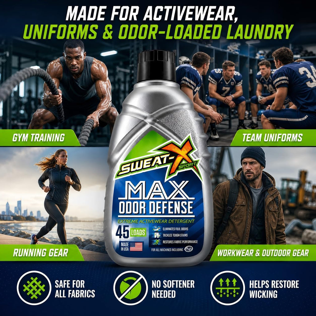 Max Odor Defense Sport Laundry Detergent Liquid, 45 Loads