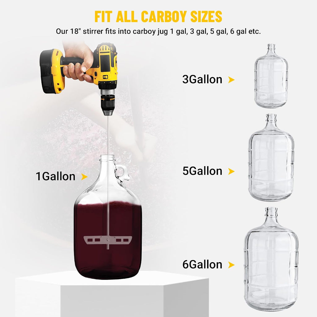 Wine Degasser Drill Attachment, Stainless Steel Wine Making Stirrer Tool | Foldable 17.5-inch Drill Mixer Rod
