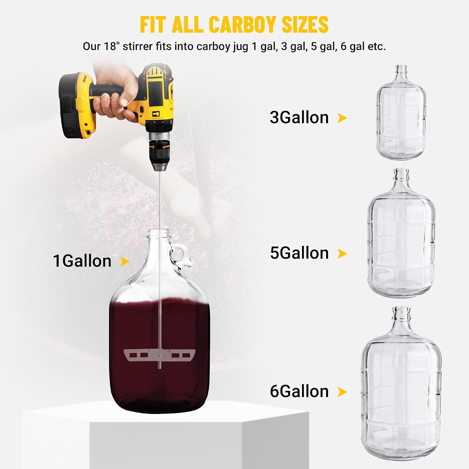 Wine Degasser Drill Attachment, Stainless Steel Wine Making Stirrer Tool | Foldable 17.5-inch Drill Mixer Rod
