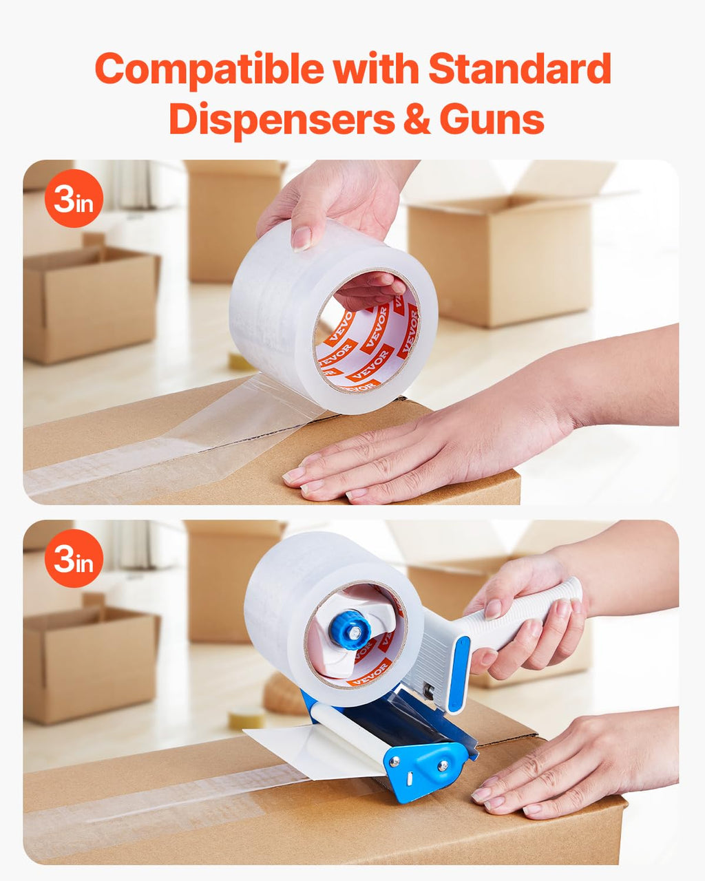 Clear Packing Tape, 3 inches Core, 6 Rolls 3 Inches x 65 Yards Packing Tapes, 2.7 Mil Thick, Heavy Duty Packaging