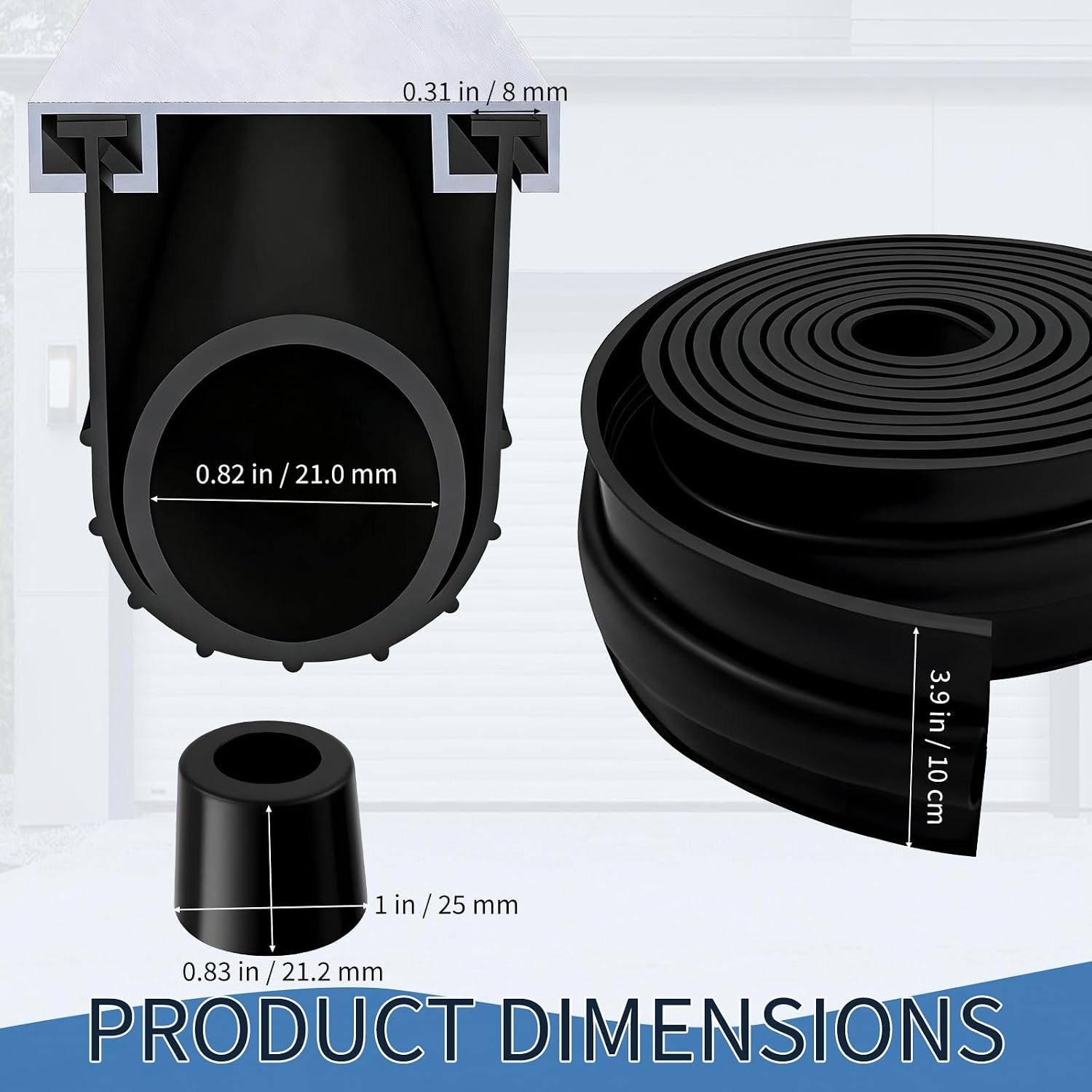 16.4 FT Garage Door Seals Bottom Rubber, U+O Ring