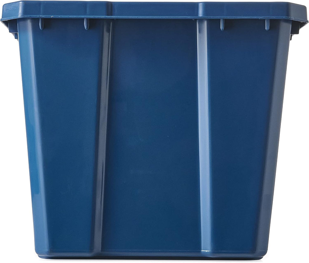 Medium Curbside Blue Box, Plastic 17 Gallon/64 Litre Home Trash Can Refuse and Recycling Bin Container with Built-in