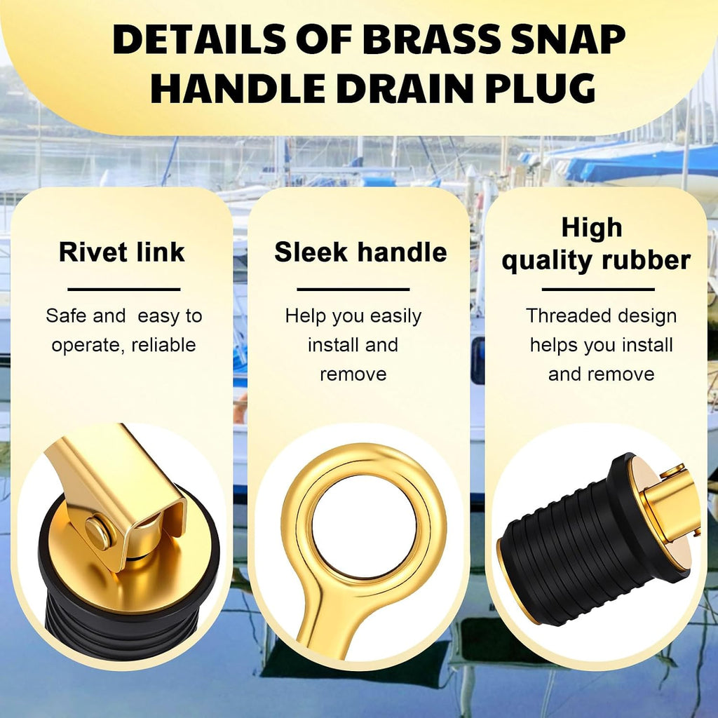 Honoson 2 Pcs Boat Drain Plug Brass 1 Inch for Drains