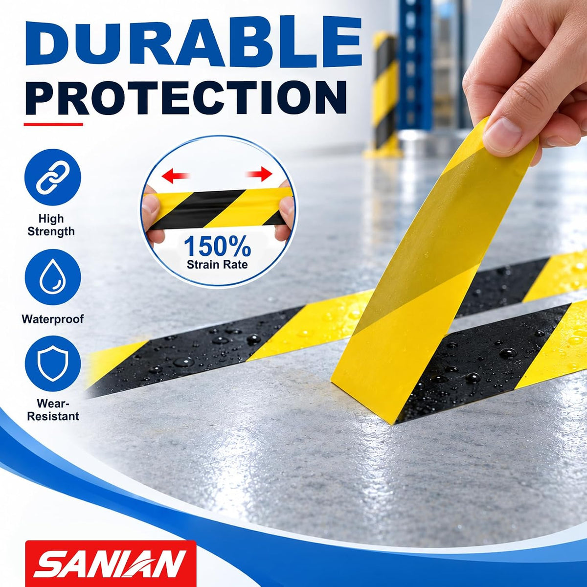 Hazard Tape, Black & Yellow, 2 Inch x 110FT