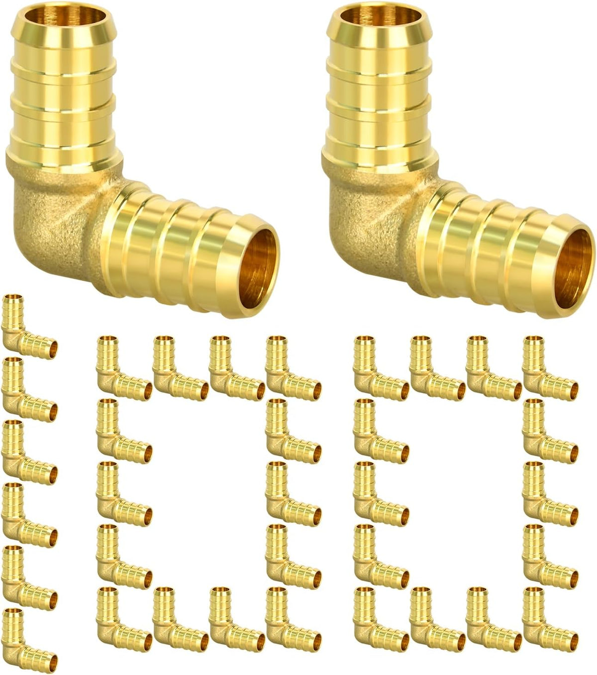 100 Pack 1/2" PEX Fittings, Brass PEX Elbow Fittings for PEX Tubing Pipe