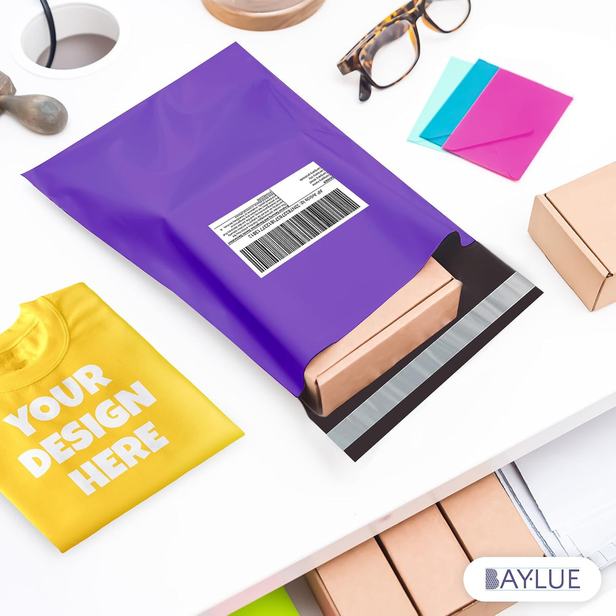 Purple Poly Mailers 14.5x19, Shipping & Mailing Bags, 500 Pack Bulk