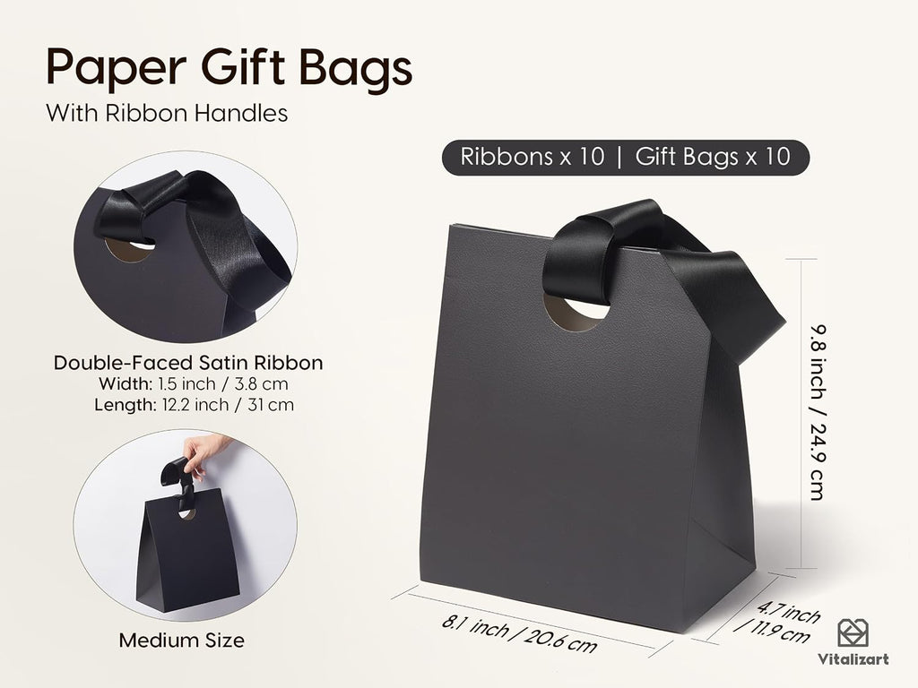 Paper Gift Bags With Ribbon Handles Medium Assorted Bulk Pack