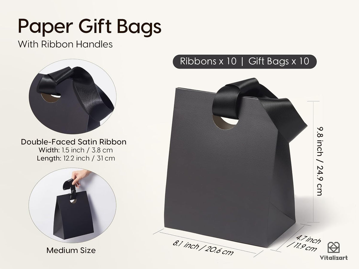 Paper Gift Bags With Ribbon Handles Medium Assorted Bulk Pack