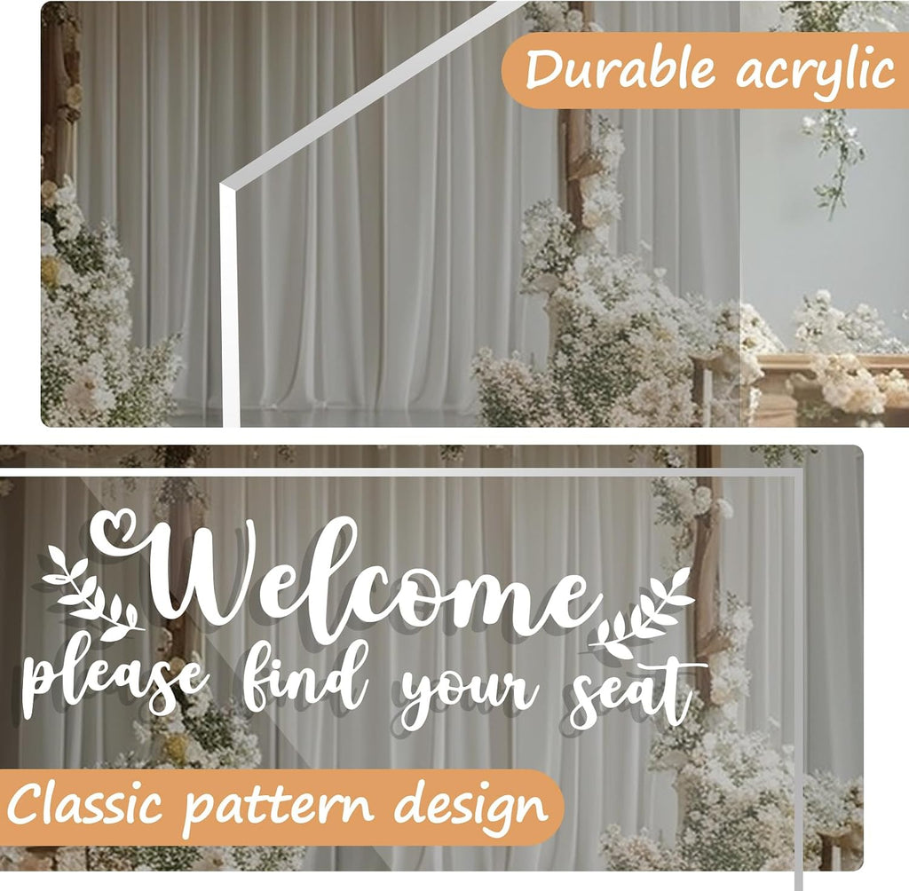 24x18 Inch Acrylic Wedding Seating Chart Board Display - Welcome Please Find Your Seat Sign for Reception with 15 Wax