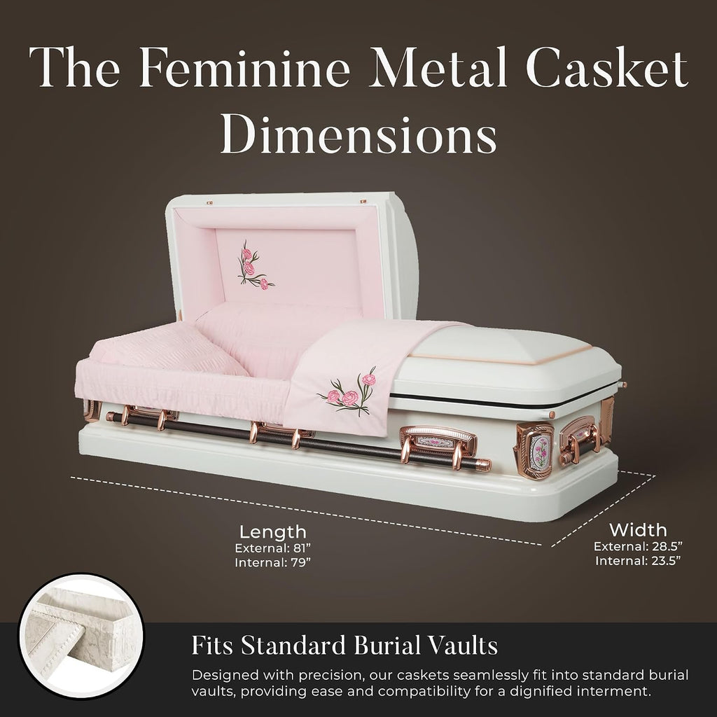 Primrose Metal Funeral Casket w/Antique-White Interior