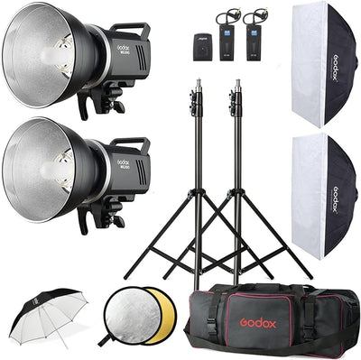 Studio Flash Kit for Photography, 600W Studio Strobe Light Set with Bowens Mount, 2.4G X System MS300 Monolights