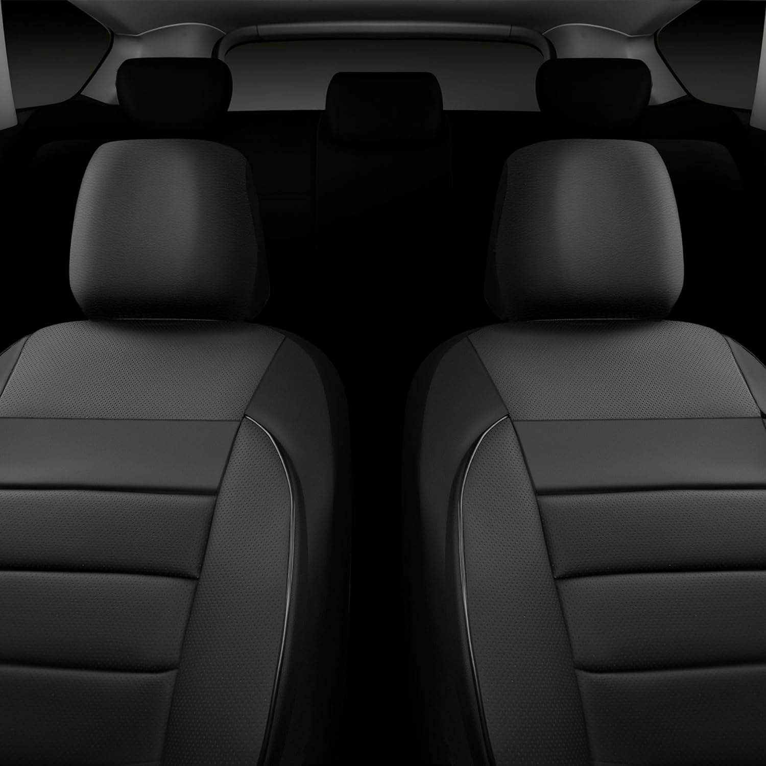 Faux Leather Car Seat Covers Front Seats Only, 3D Foam Support Car Seat Covers, Universal fit for Trucks Vans SUVs