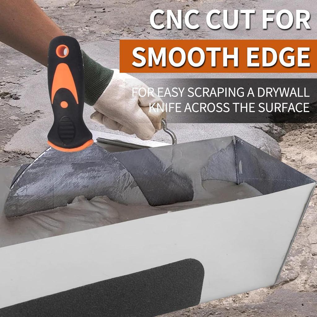14" Stainless Steel Mud Pan,Anti-slip Base,Sheared Sides to Clean Knives, Hold Joint Compound, Drywall and Plaster