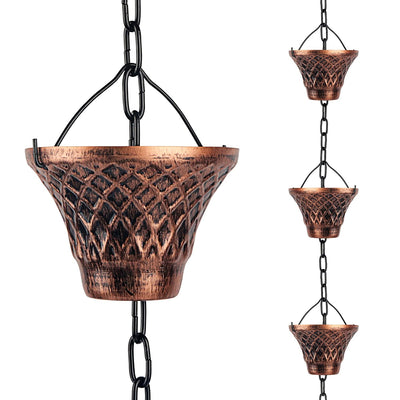 Rain Chains for Gutters Outside Copper Rain Chain 8.5FT 12 Cups