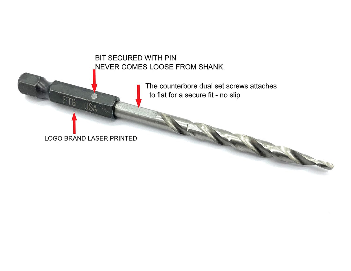FTG USA #6 (9/64") Adjustable Tapered Wood Countersink Drill Bit
