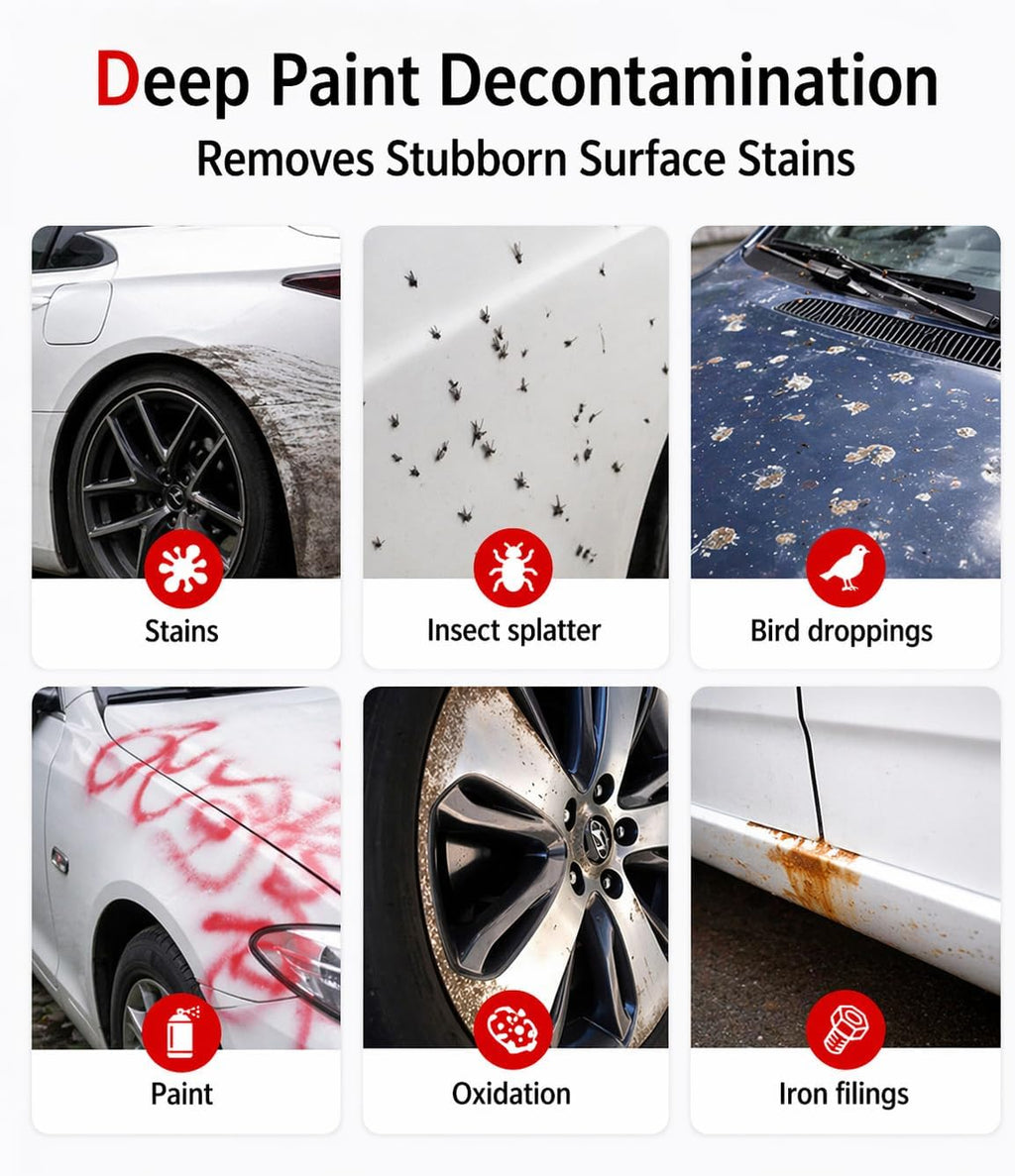 3-in-1 Clay Towel Kit for Car Detailing, 12" x 12" Clay Towels & Clay Mitt, Upgraded Rubber Polymer Coating