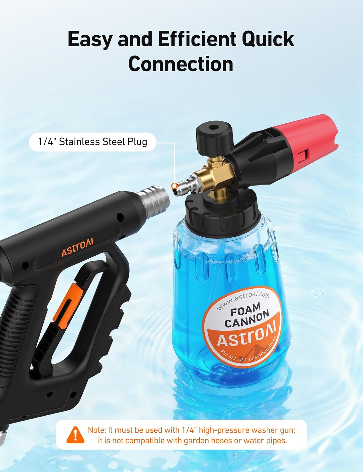Foam Cannon for Pressure Washer with 1/4" Quick Connect Plug, 1 L | Thick Foam, Car Wash, Heavy Duty Snow Clear