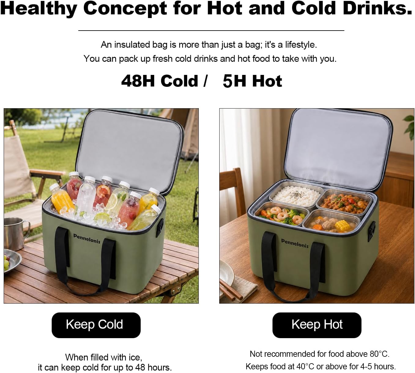 Portable 10/18QT Hard Cooler Box with Long Strap & Side Lift Straps, Leak-Resistant Insulated Ice Chest Stays Cold