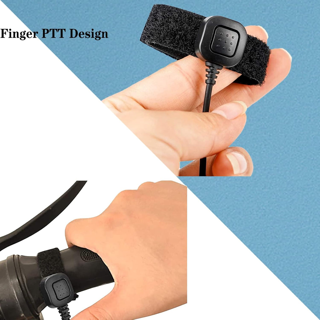 ETK007 Adjustable Throat Mic Two Way Radio Headset, Finger PTT | for Cycling, for RT22/RT21/H777/RT68, Compatible
