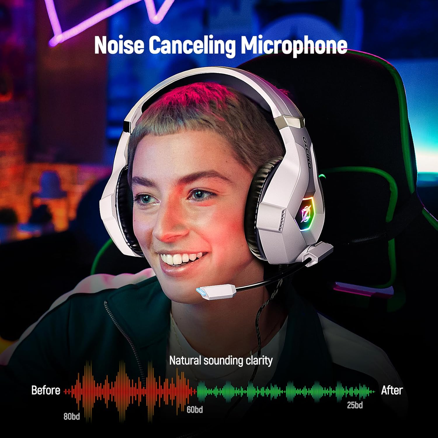 Gaming Headset for PC, Ps4, Ps5, Xbox Headset with 7.1 Surround Sound Gaming Headphones with Noise Canceling Mic, LED
