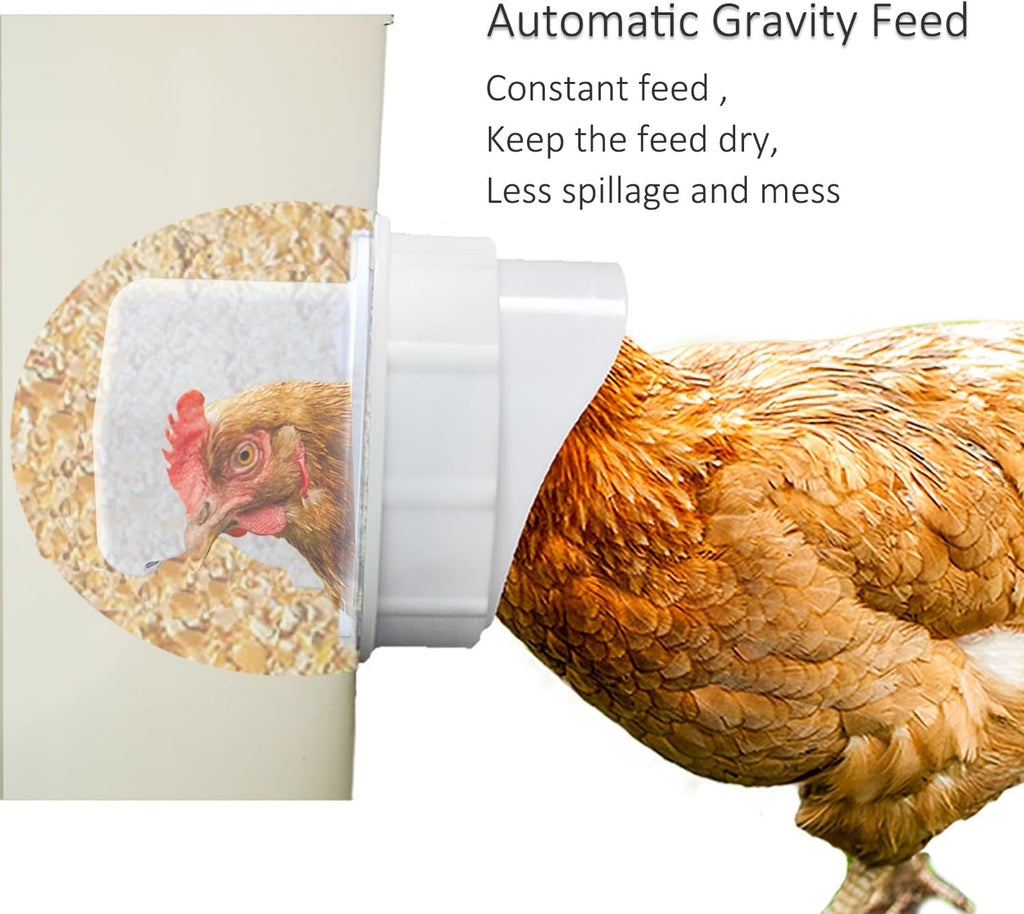 DIY Chicken Feeder No Waste Automatic Poultry Feed Kit for Buckets, 4 Ports