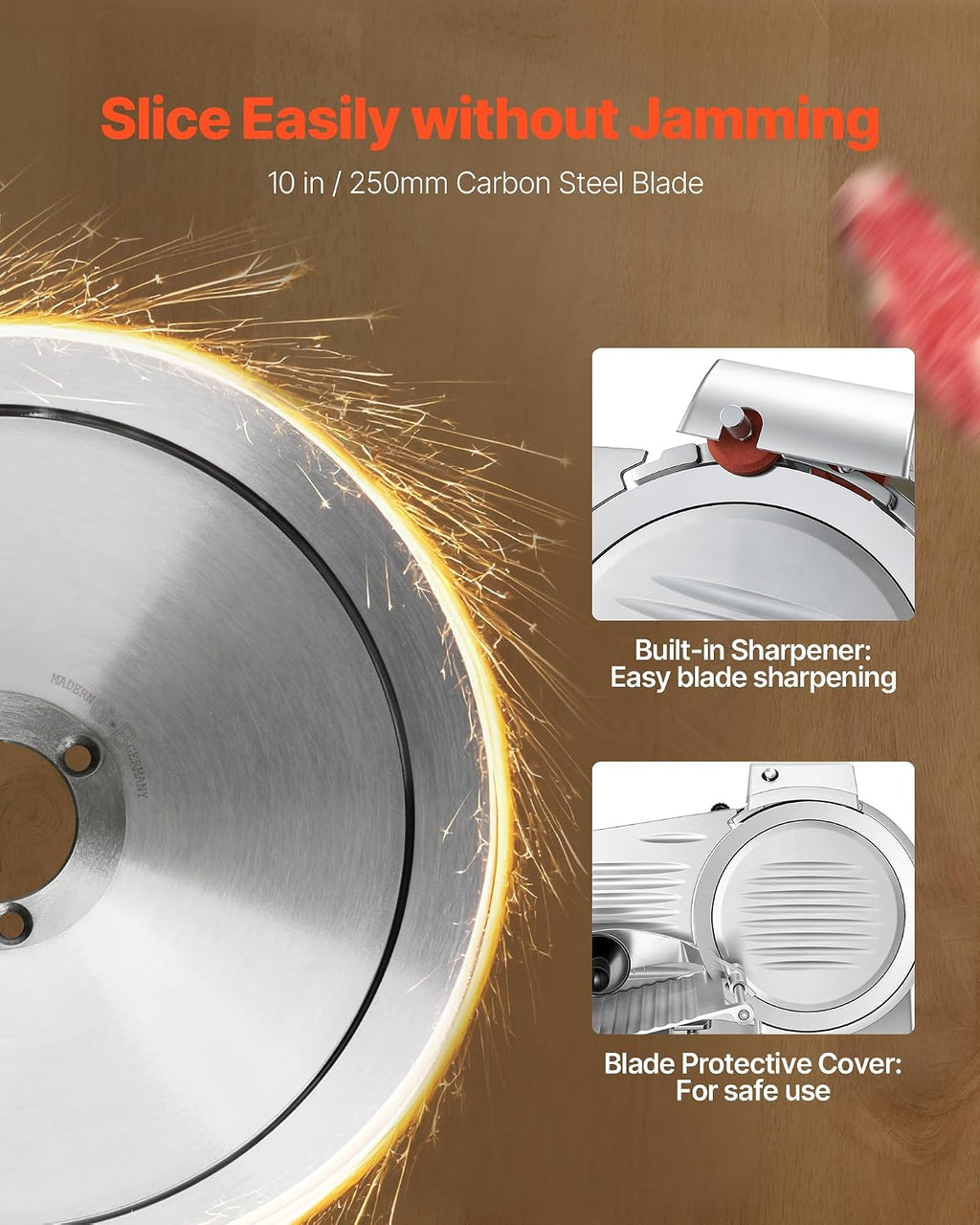 Commercial Meat Slicer, 10 inch Electric Food Slicer, 240W Frozen Meat Deli Slicer, Premium Chromium-plated Steel