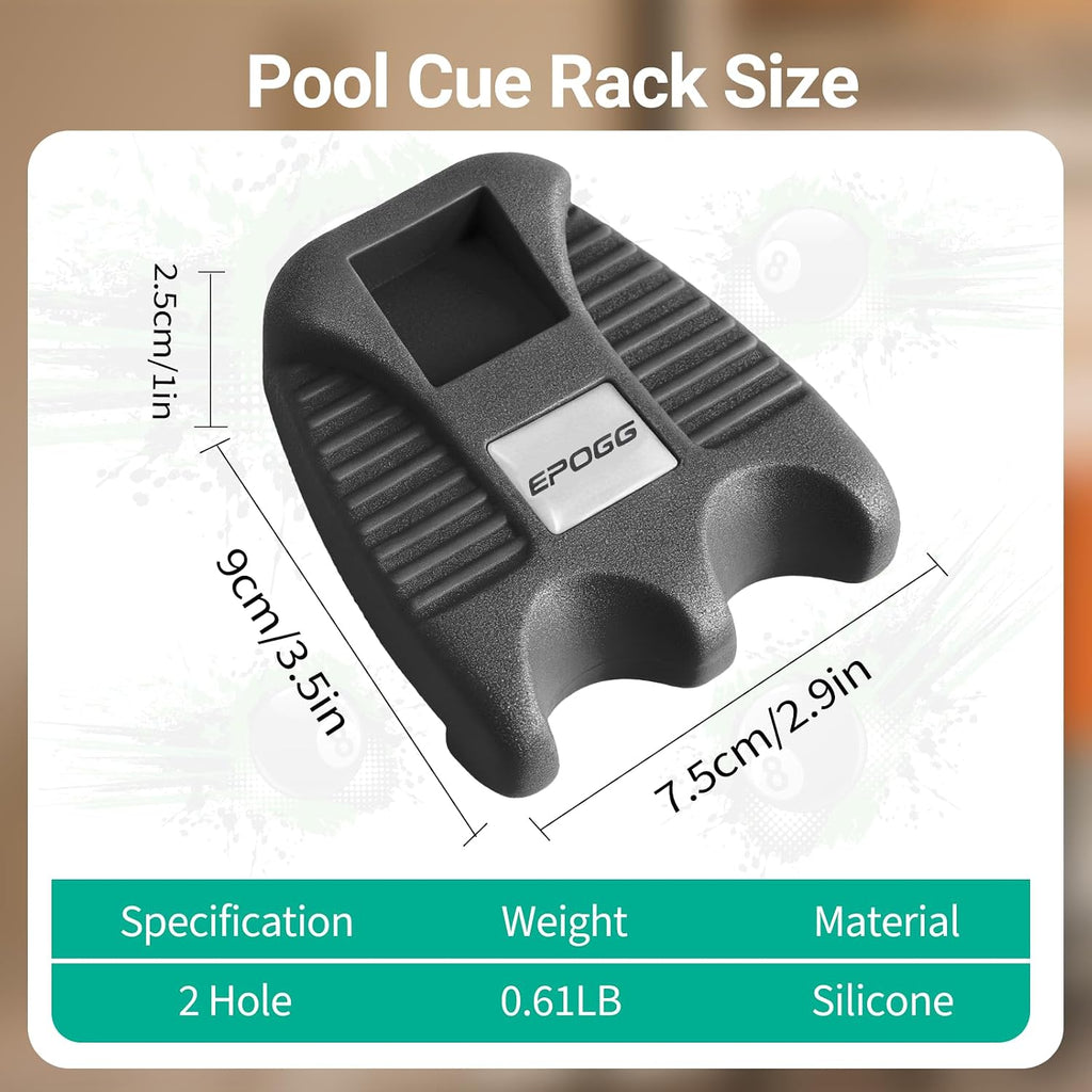 Cue Rest - Portable Weighted Billiard Cue Rack with Chalk Holder (2 Holes)