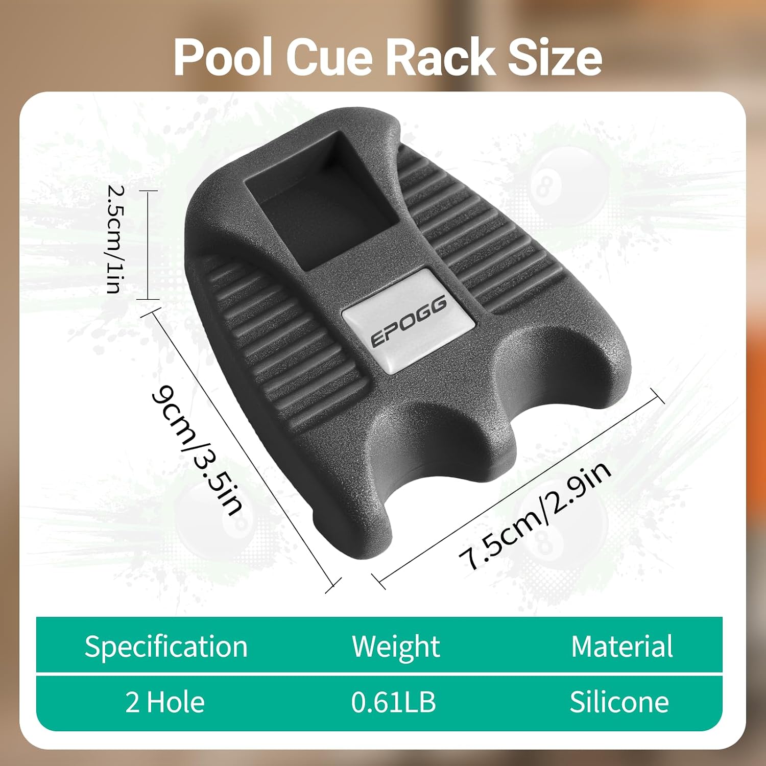 Cue Rest - Portable Weighted Billiard Cue Rack with Chalk Holder (2 Holes)