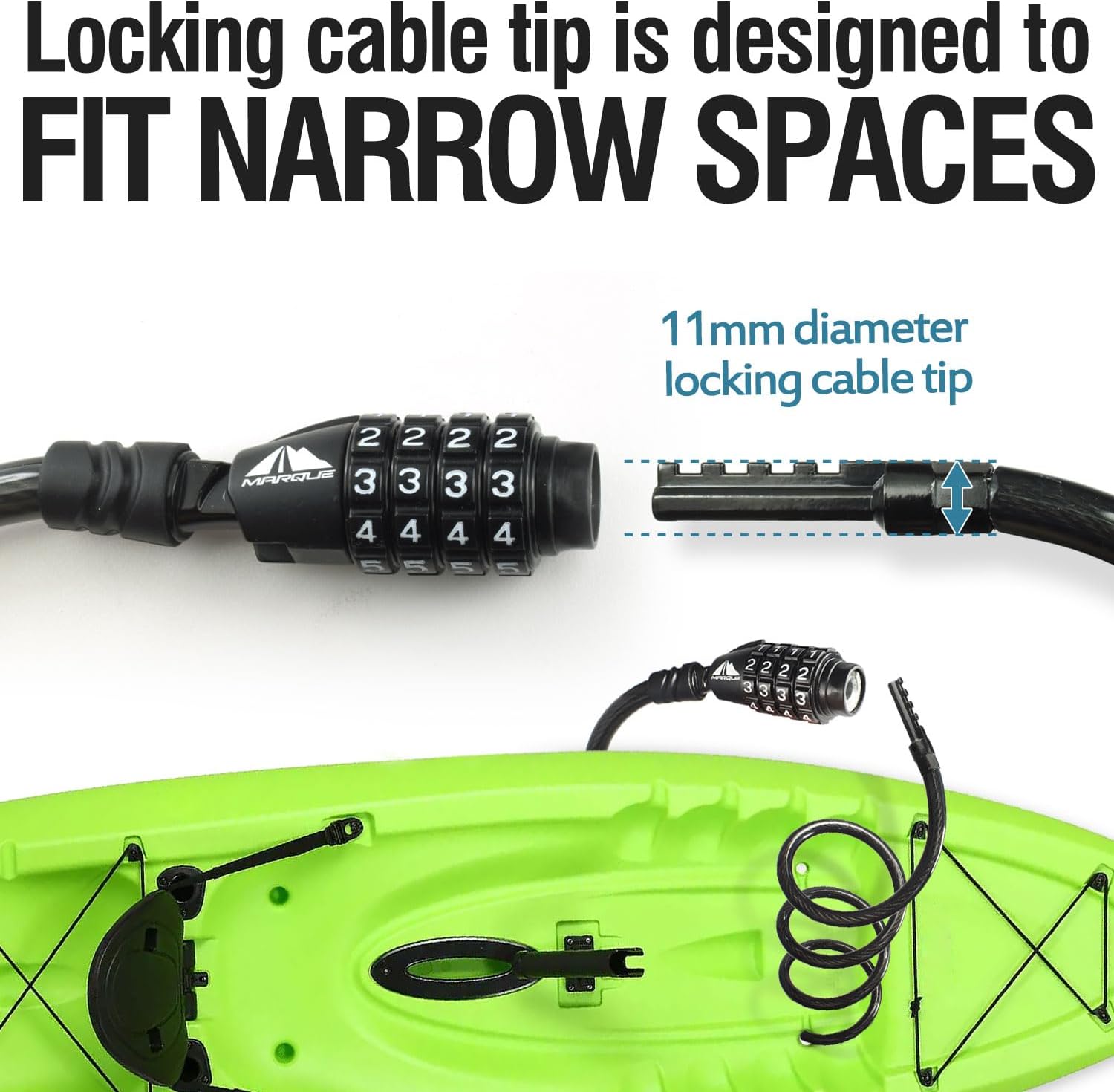 Combination Bike Lock Cable- 3/8 inch (5FT, 10FT, 15FT, 25FT) Resettable Combination Lock, Anti-Theft Coiled Secutiry